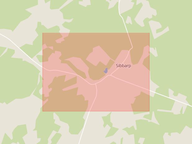 Karta som med röd fyrkant ramar in Varberg, Tvååker, Sibbarp, Hallands län