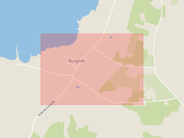 Karta som med röd fyrkant ramar in Burgsvik, Gotland, Gotlands län
