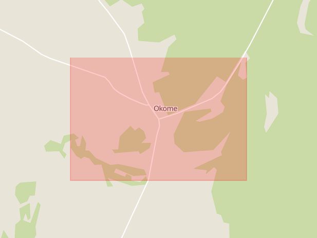 Karta som med röd fyrkant ramar in Okome, Falkenberg, Hallands län