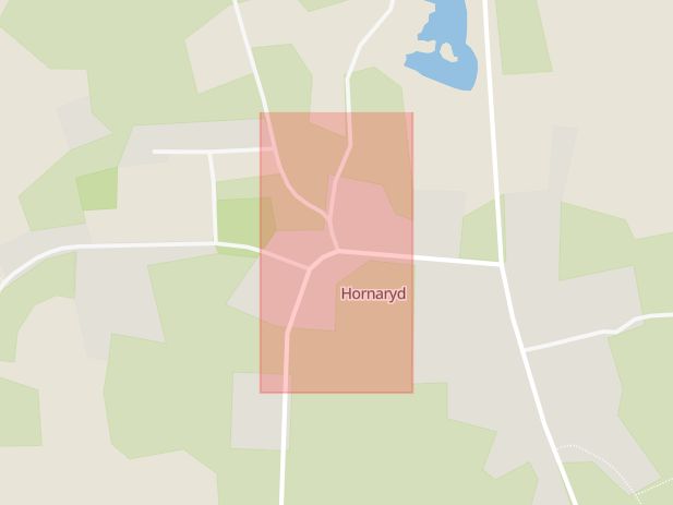 Karta som med röd fyrkant ramar in Hornaryd, Växjö, Kronobergs län
