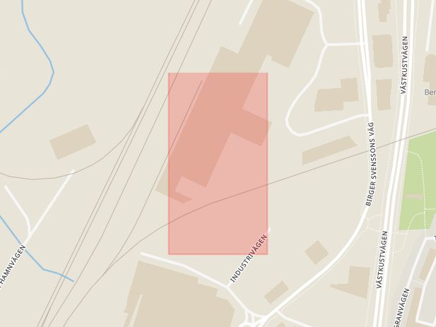 Karta som med röd fyrkant ramar in Varberg, Bowling, Hallands län