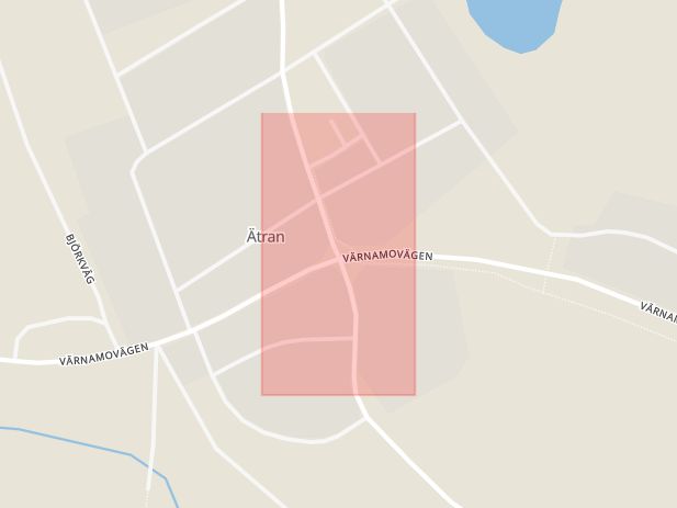 Karta som med röd fyrkant ramar in Ätran, Falkenberg, Hallands län