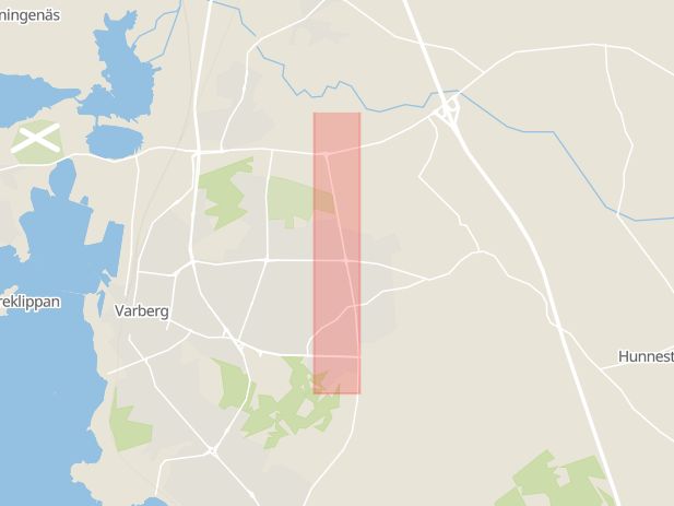 Karta som med röd fyrkant ramar in Varberg, Österleden, Hallands län