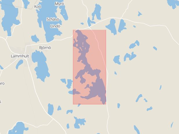 Karta som med röd fyrkant ramar in Lången, Växjö, Kronobergs län
