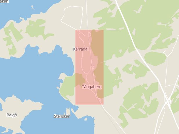 Karta som med röd fyrkant ramar in Kärravägen, Varberg, Hallands län