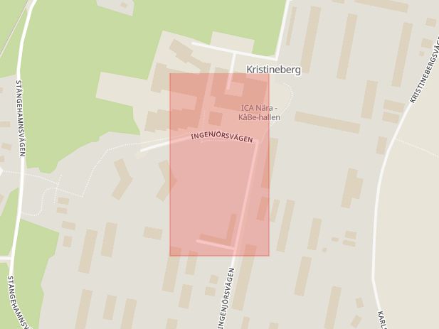 Karta som med röd fyrkant ramar in Kristineberg, Bränna, Oskarshamn, Kalmar län