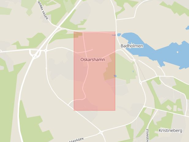 Karta som med röd fyrkant ramar in Stengatan, Oskarshamn, Kalmar län