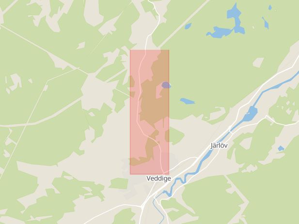 Karta som med röd fyrkant ramar in Kullavägen, Varberg, Hallands län