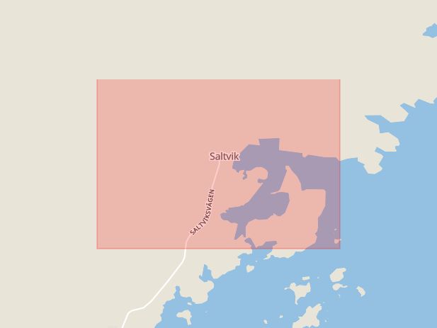 Karta som med röd fyrkant ramar in Saltvik, Oskarshamn, Kalmar län