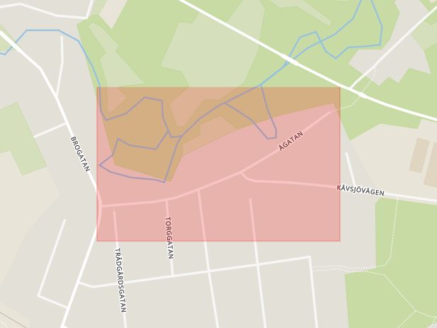 Karta som med röd fyrkant ramar in Ågatan, Hillerstorp, Gnosjö, Jönköpings län