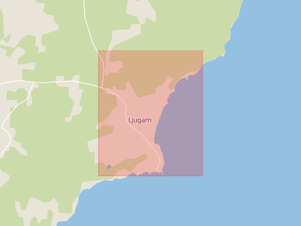 Karta som med röd fyrkant ramar in Ljugarn, Gotland, Gotlands län