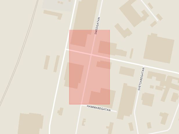 Karta som med röd fyrkant ramar in Skepperstadsvägen, Smedgatan, Sävsjö, Jönköpings län