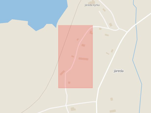 Karta som med röd fyrkant ramar in Järeda, Hultsfred, Kalmar län