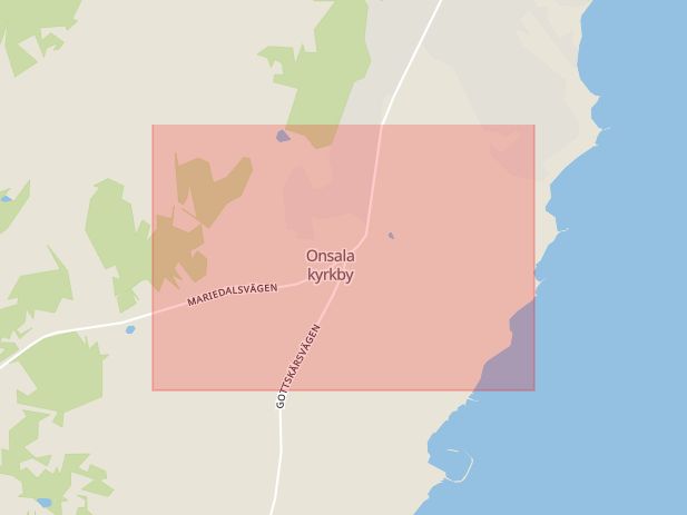 Karta som med röd fyrkant ramar in Onsala, Mossen, Hallands län