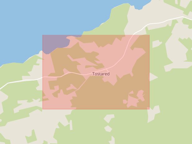 Karta som med röd fyrkant ramar in Tostared, Mark, Västra Götalands län