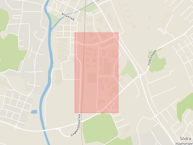 Karta som med röd fyrkant ramar in Kungsbacka, Sidensvansvägen, Hantverksgatan, Varberg, Gunnestorp, Hallands län