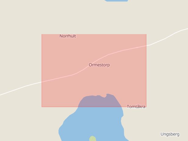 Karta som med röd fyrkant ramar in Ormestorp, Hultsfred, Kalmar län