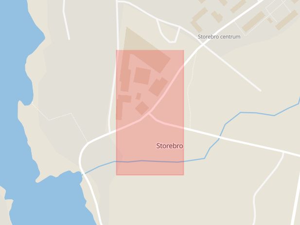 Karta som med röd fyrkant ramar in Storebro, Vimmerby, Kalmar län