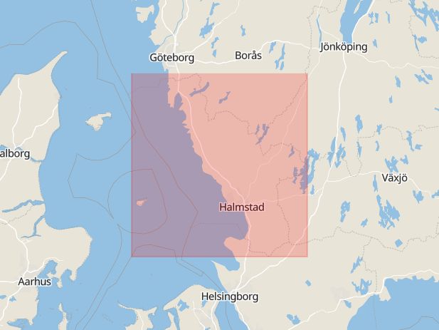 Karta som med röd fyrkant ramar in Hallands län