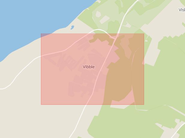 Karta som med röd fyrkant ramar in Vibble, Gotland, Gotlands län