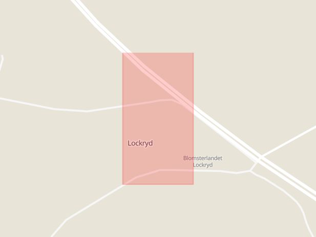 Karta som med röd fyrkant ramar in Lockryd, Svenljunga