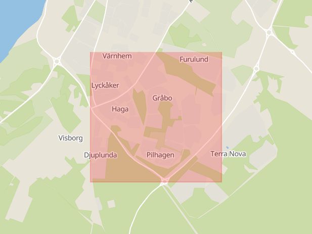 Karta som med röd fyrkant ramar in Gråbo, Gotland, Stockholms Län, Gotlands län