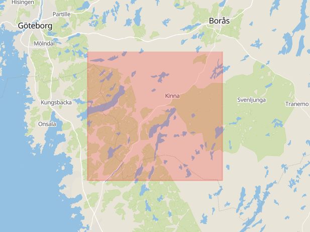 Karta som med röd fyrkant ramar in Sund, Mark, Västra Götalands län
