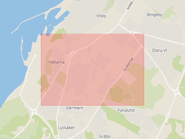 Karta som med röd fyrkant ramar in Länna, Gotland, Gotlands län