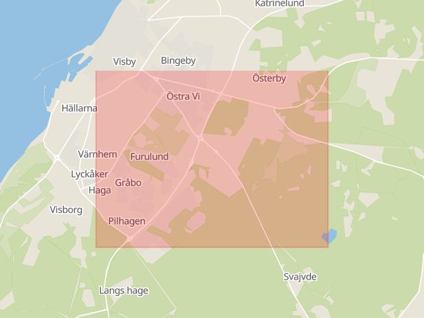 Karta som med röd fyrkant ramar in Östra Vi, Gotlands län