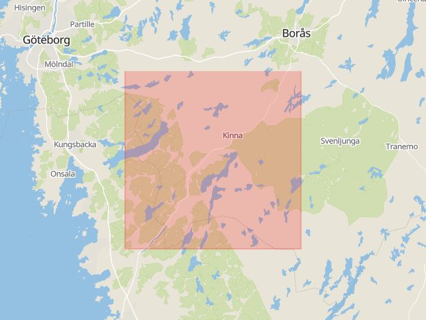 Karta som med röd fyrkant ramar in Marks Kommun, Mark, Västra Götalands län