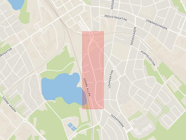 Karta som med röd fyrkant ramar in Handskerydsvägen, Nässjö, Jönköpings län