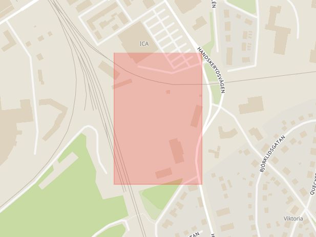 Karta som med röd fyrkant ramar in Upplagsgatan, Nässjö, Jönköpings län