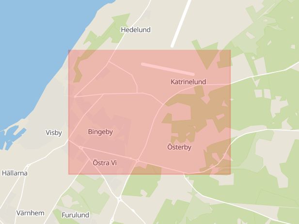 Karta som med röd fyrkant ramar in Bingeby, Gotland, Gotlands län