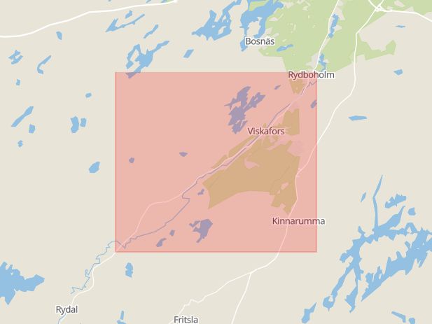 Karta som med röd fyrkant ramar in Viskafors, Varbergsvägen, Borås, Västra Götalands län