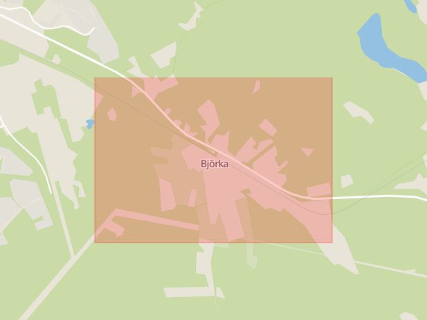 Karta som med röd fyrkant ramar in Björka, Eksjö, Jönköpings län