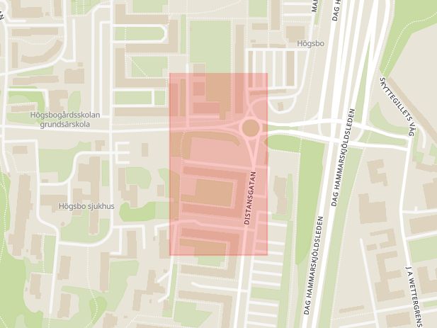 Karta som med röd fyrkant ramar in Tvärhandsgatan, Flatås, Göteborg, Västra Götalands län