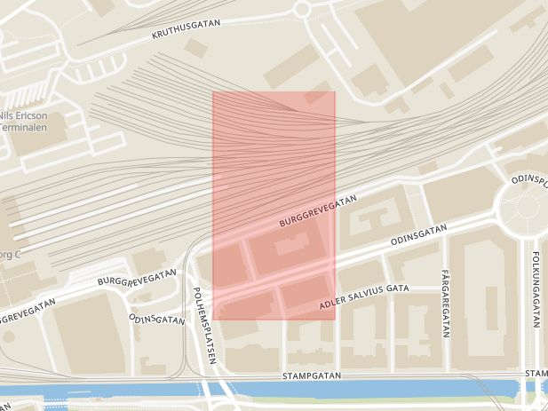 Karta som med röd fyrkant ramar in Uddevalla, Skogslyckan, Skövde, Resecentrum, Vänersborg, Öxnered, Göteborg, Munkebäckstorget, Västra Götalands län