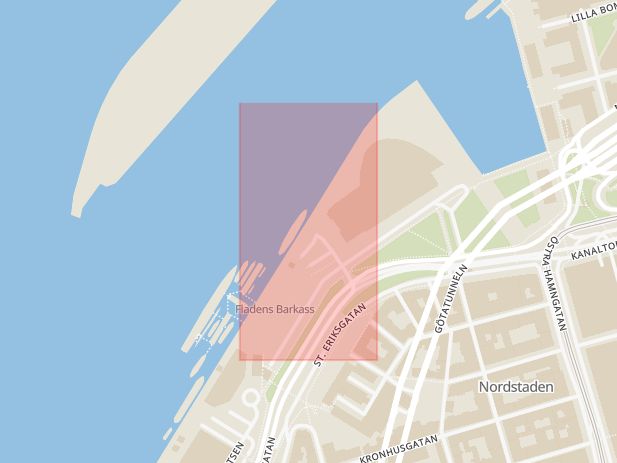 Karta som med röd fyrkant ramar in Marieholm, Göteborg, Västra Götalands län