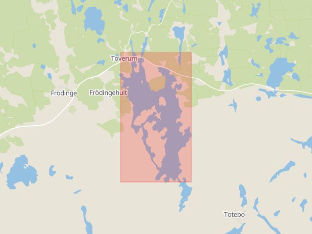 Karta som med röd fyrkant ramar in Yxern, Vimmerby, Kalmar län
