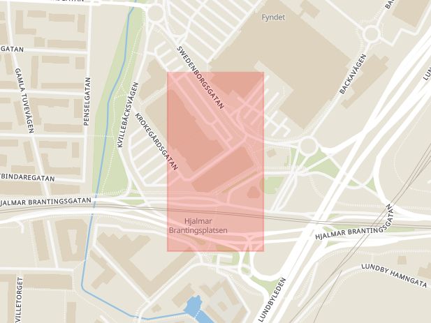 Karta som med röd fyrkant ramar in Motorgatan, Göteborg, Västra Götalands län