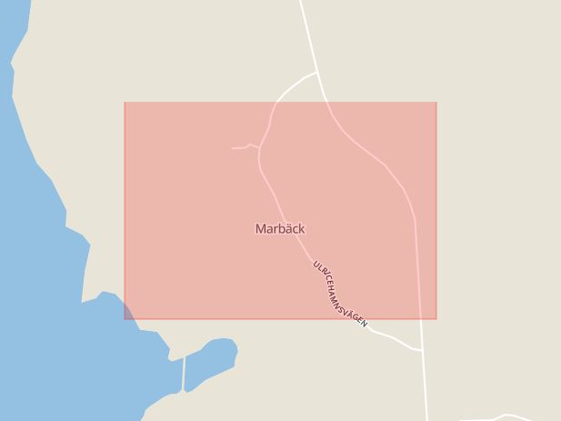 Karta som med röd fyrkant ramar in Marbäck, Ulricehamn, Västra Götalands län
