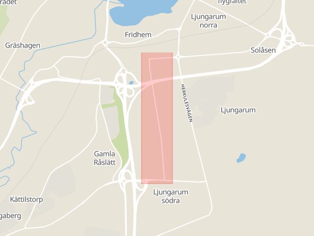 Karta som med röd fyrkant ramar in Industrigatan, Jönköping, Jönköpings län
