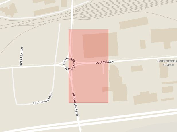 Karta som med röd fyrkant ramar in Fridhem, Industrigatan, Jönköping, Jönköpings län