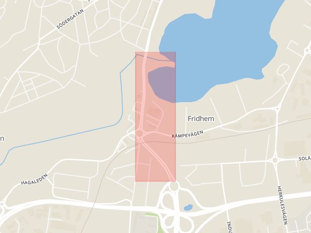Karta som med röd fyrkant ramar in Jordbron, Jönköping, Jönköpings län