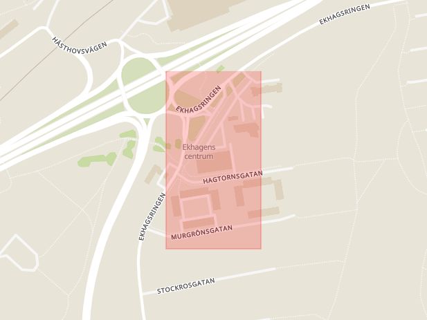 Karta som med röd fyrkant ramar in Ekhagen, Bröd, Jönköping, Jönköpings län