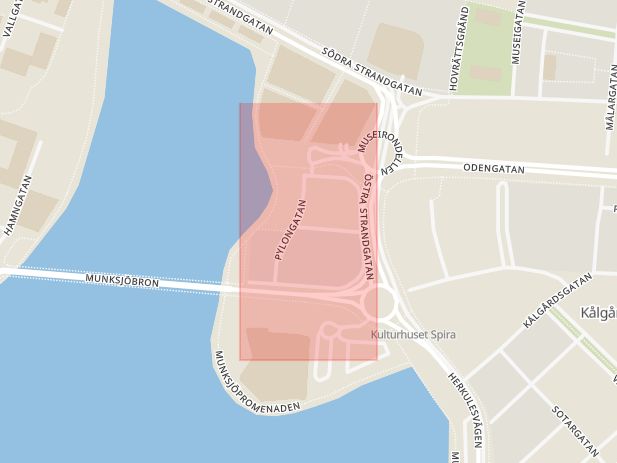 Karta som med röd fyrkant ramar in Pollaregatan, Jönköping, Jönköpings län