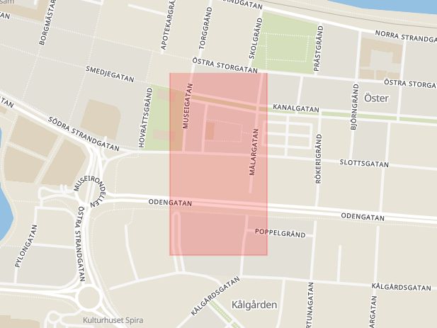 Karta som med röd fyrkant ramar in Skillingaryd, Eksjö, Östra Storgatan, Jönköping, Jönköpings län