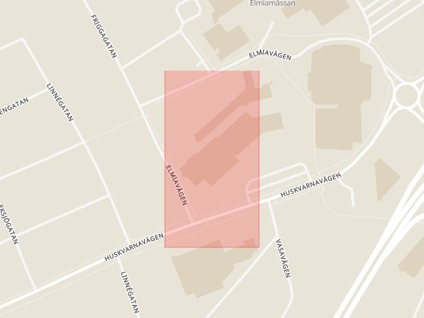 Karta som med röd fyrkant ramar in Rosenlundsbadet, Jönköping, Jönköpings län