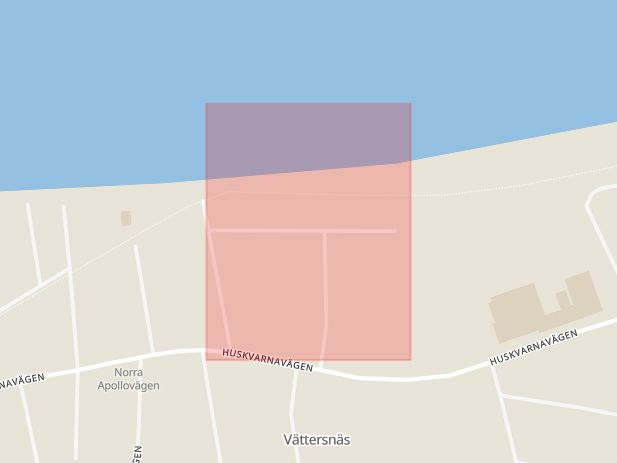 Karta som med röd fyrkant ramar in Solvägen, Huskvarna, Jönköping, Jönköpings län