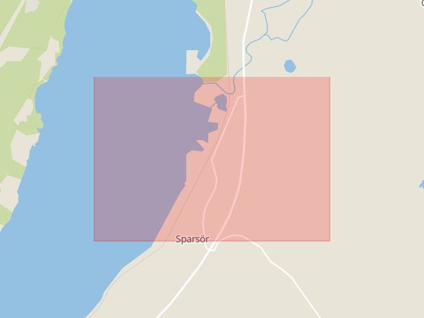 Karta som med röd fyrkant ramar in Sparsör, Borås, Västra Götalands län